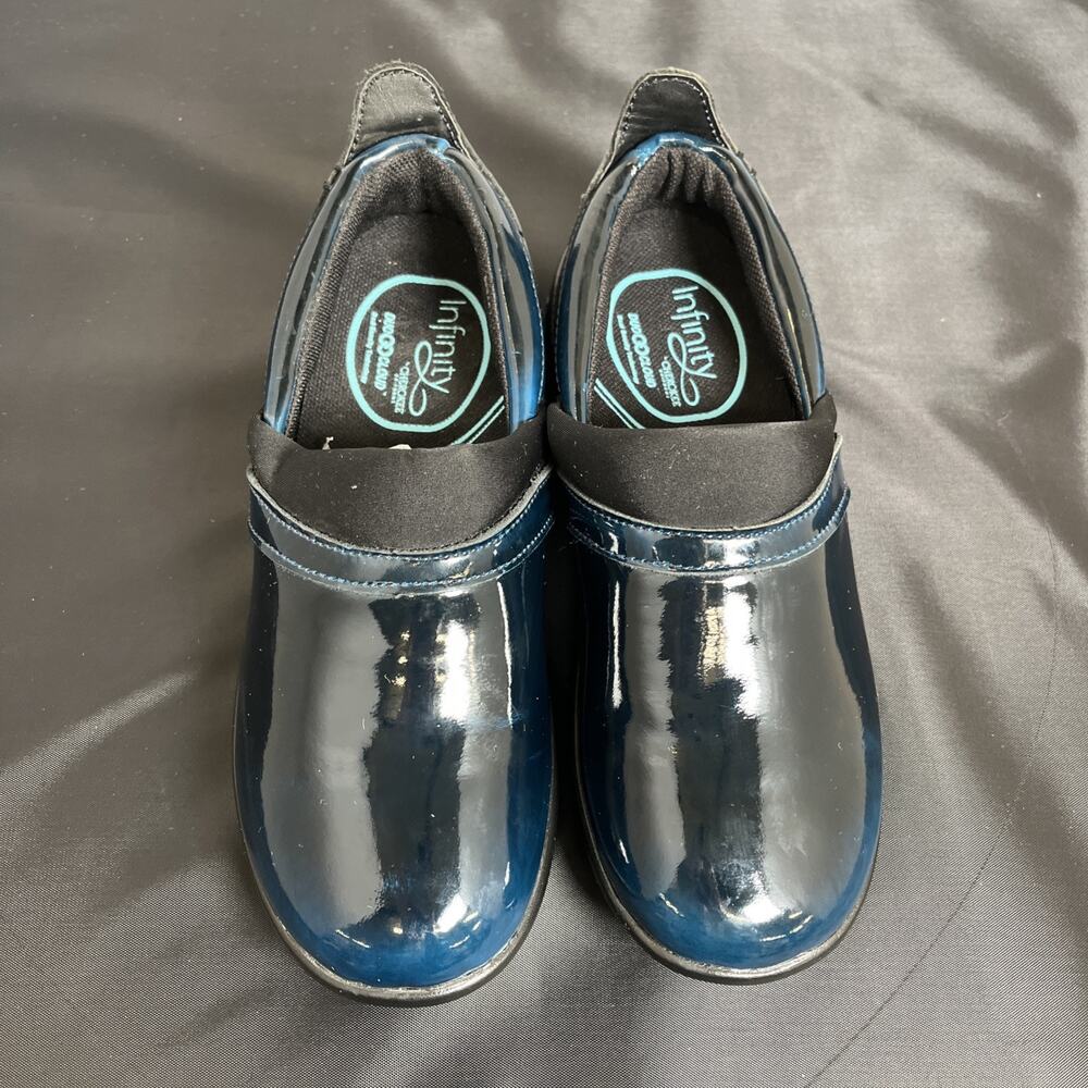 New Infinity by Cherokee Uniforms Stride Womens Slip On Patent Blue Sz 6.5 Chrty - Picture 10 of 13